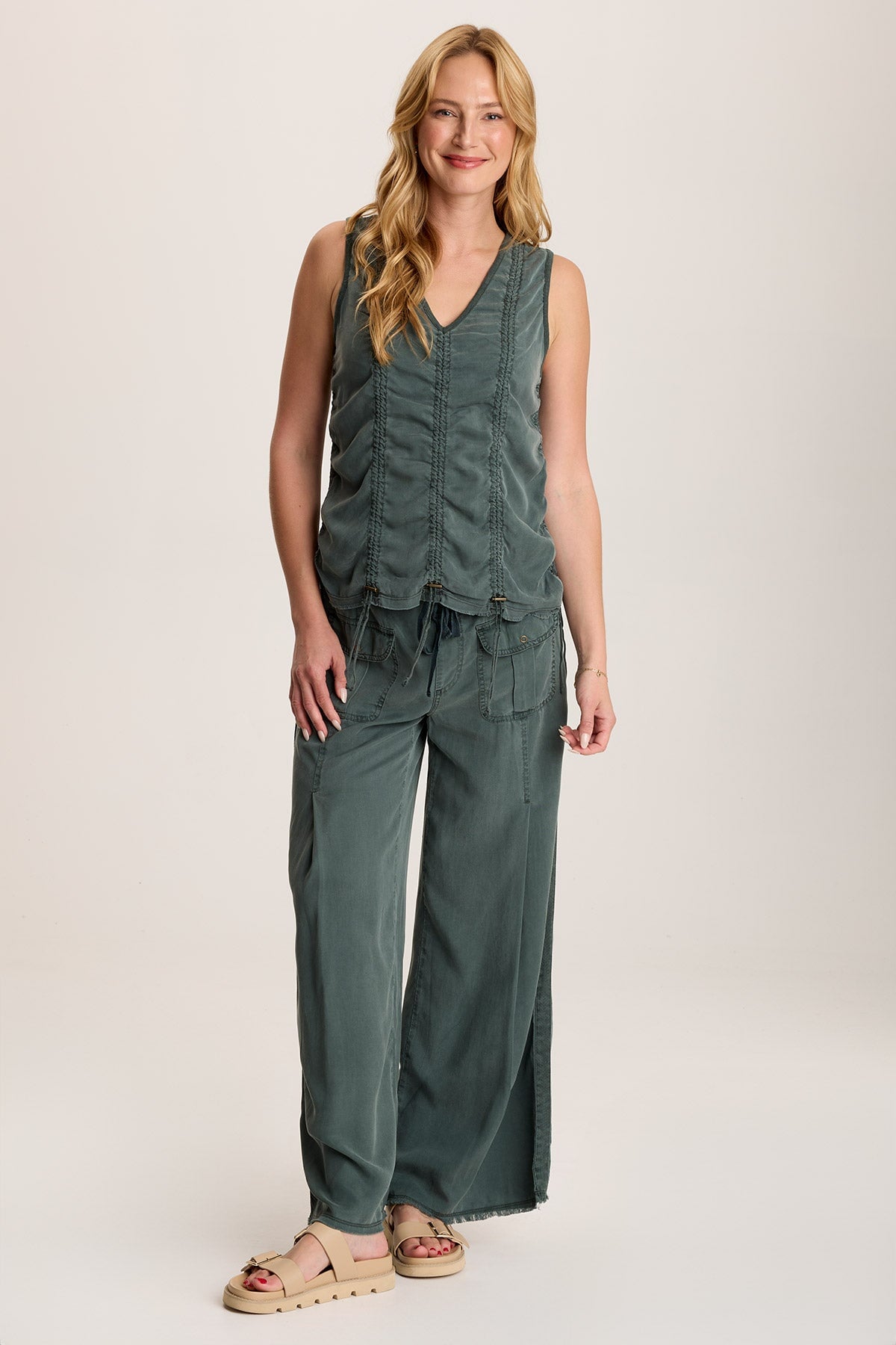 Mitzi Twill Cinched Cord Tank