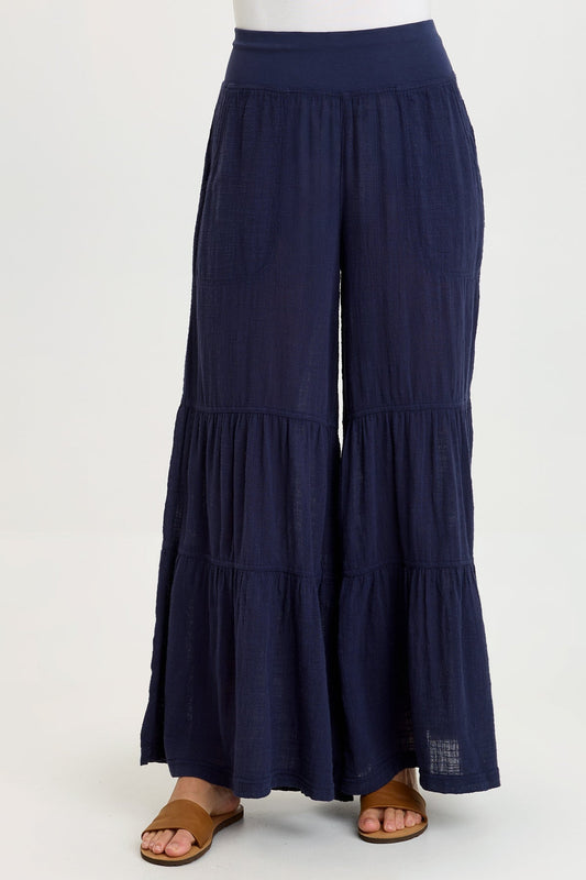 Lando Gauze Tiered-Bottom Pant