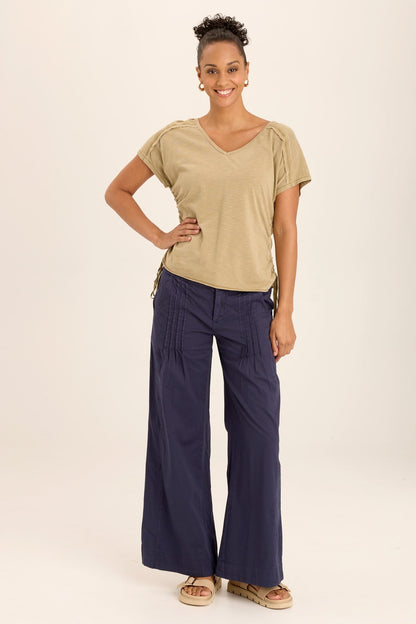 Diggory Cinched Cord V-Neck Jersey Tee