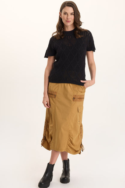 Shea Ruched Detail Cargo Midi Skirt