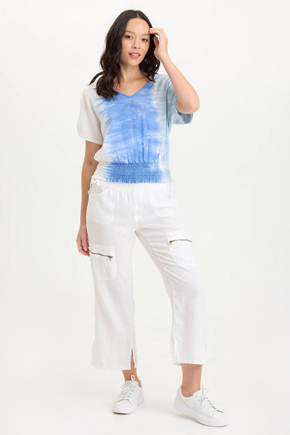 Oko Linen/Jersey Cinched Hem Top
