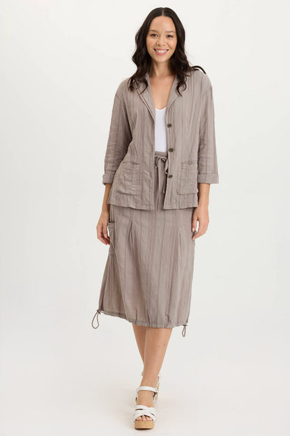 Hendrix Textured Gauze 3/4-Sleeve Button-Up Jacket