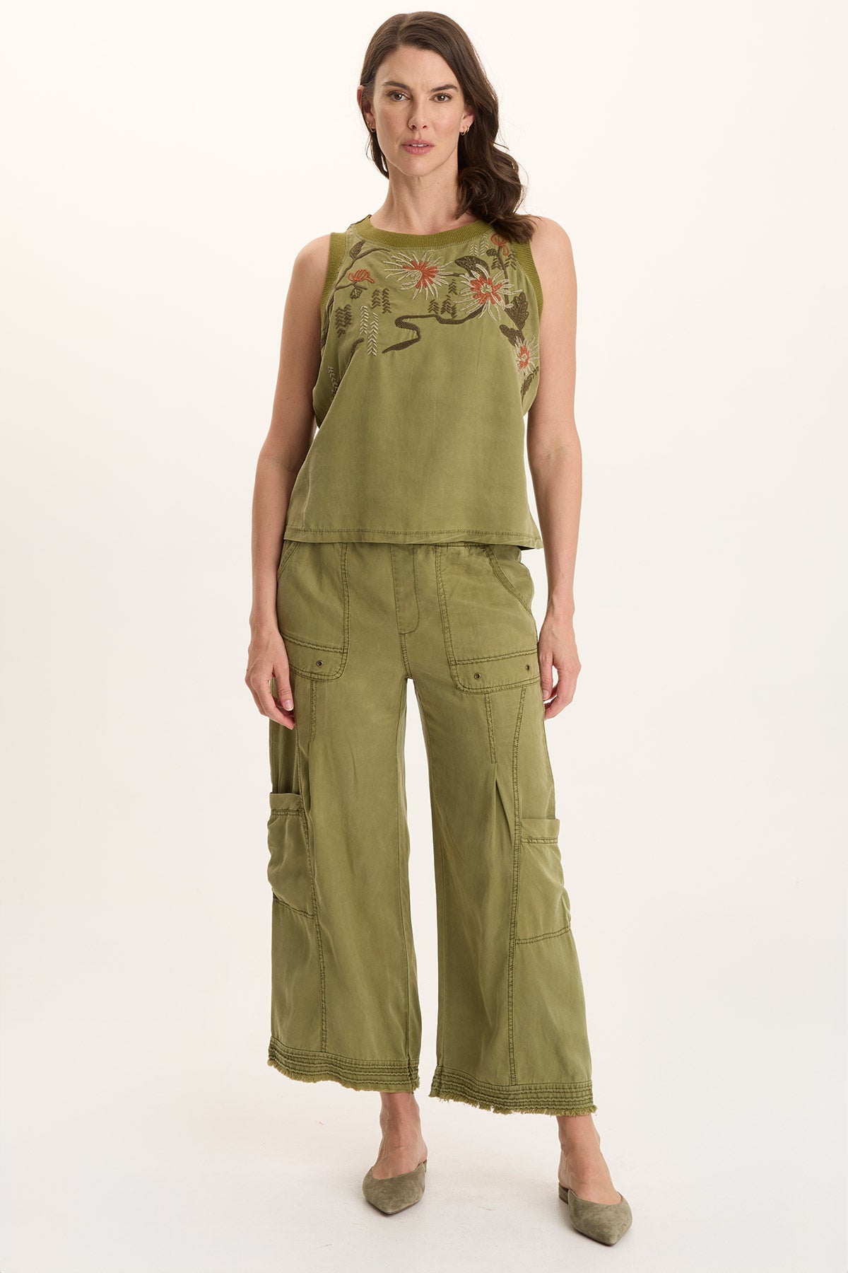 Katrine Soft Twill Embroidered Artisan Tank