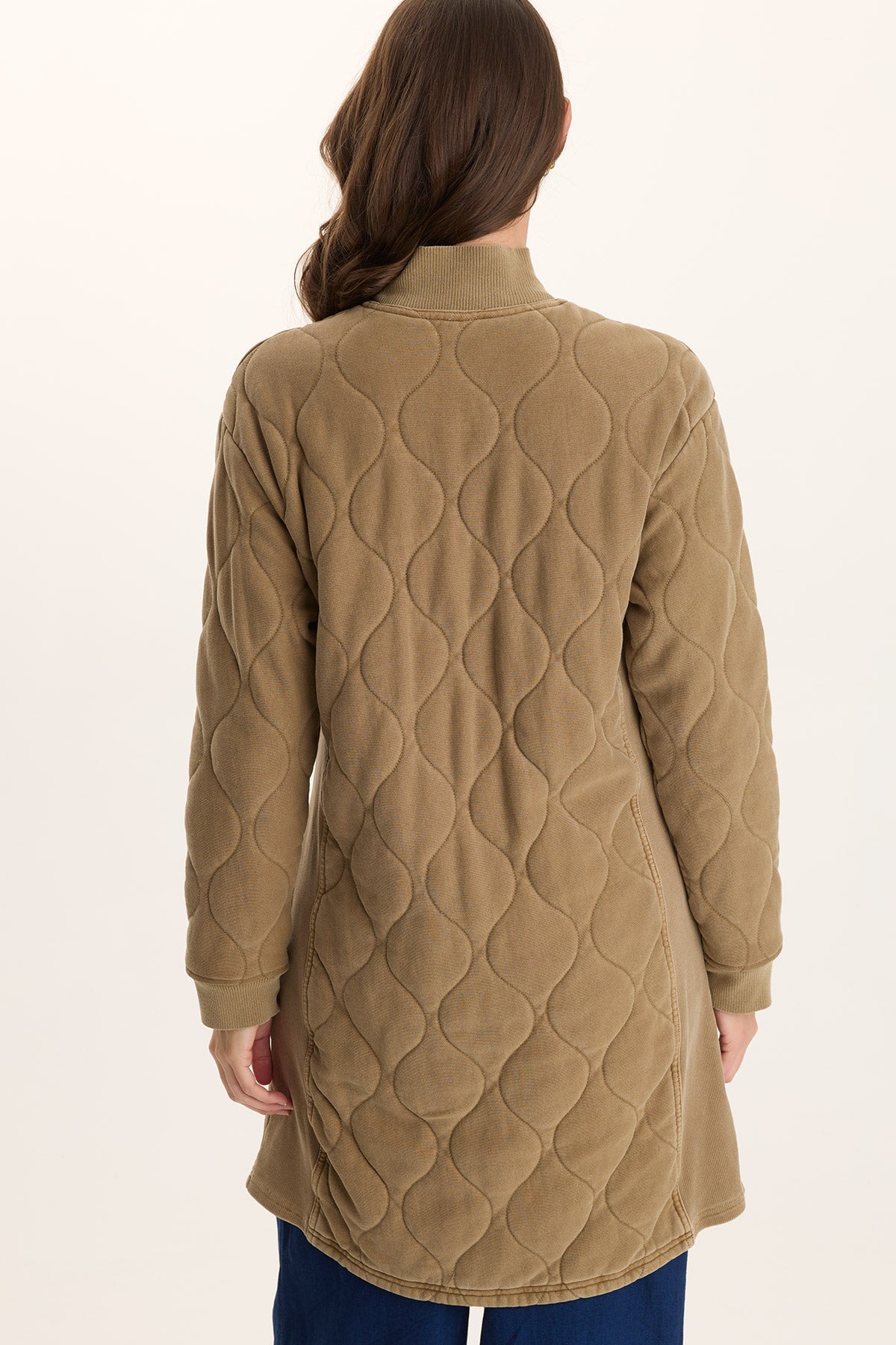 Torston Quilted Longline Double Zipper Coat
