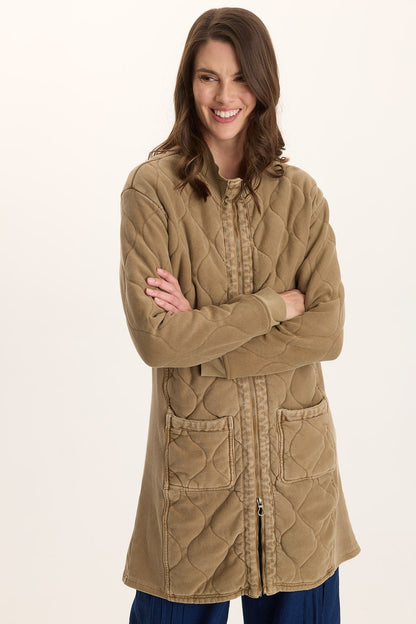 Torston Quilted Longline Double Zipper Coat