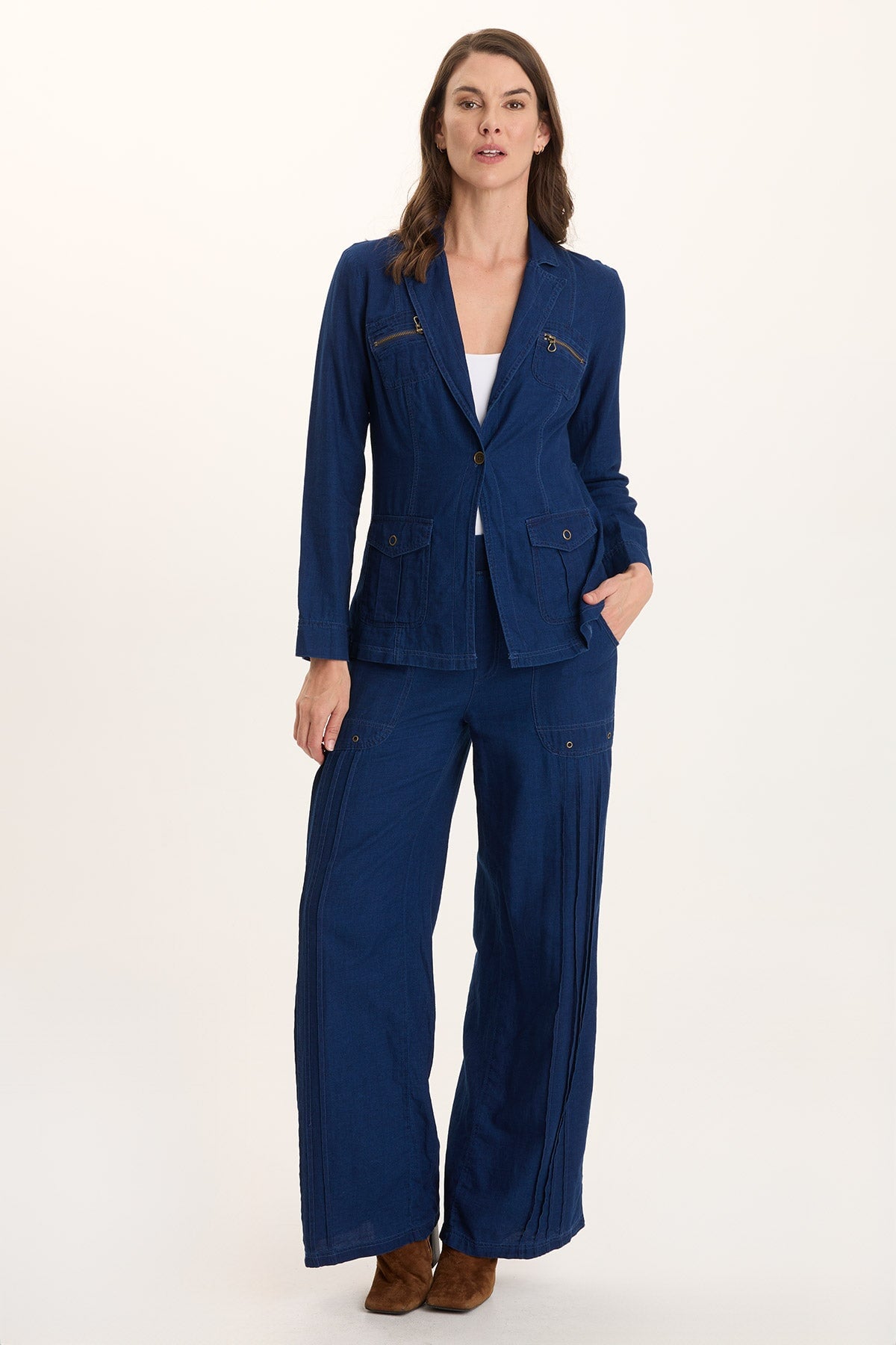 Thurman Indigo Twill Single-Button Blazer