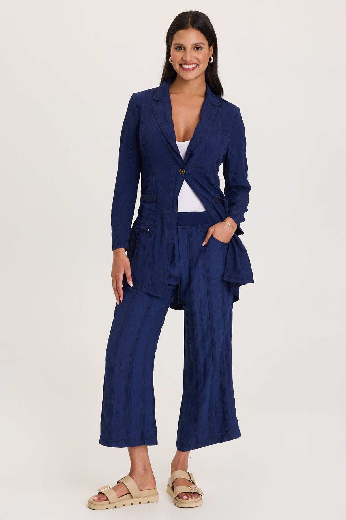 Carruth Textured Stripe Flared Leg Crop