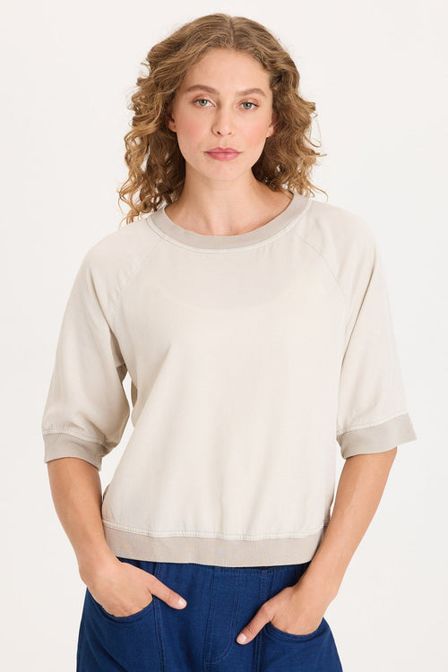 Linton Twill/Rib Snap-Up Back Top