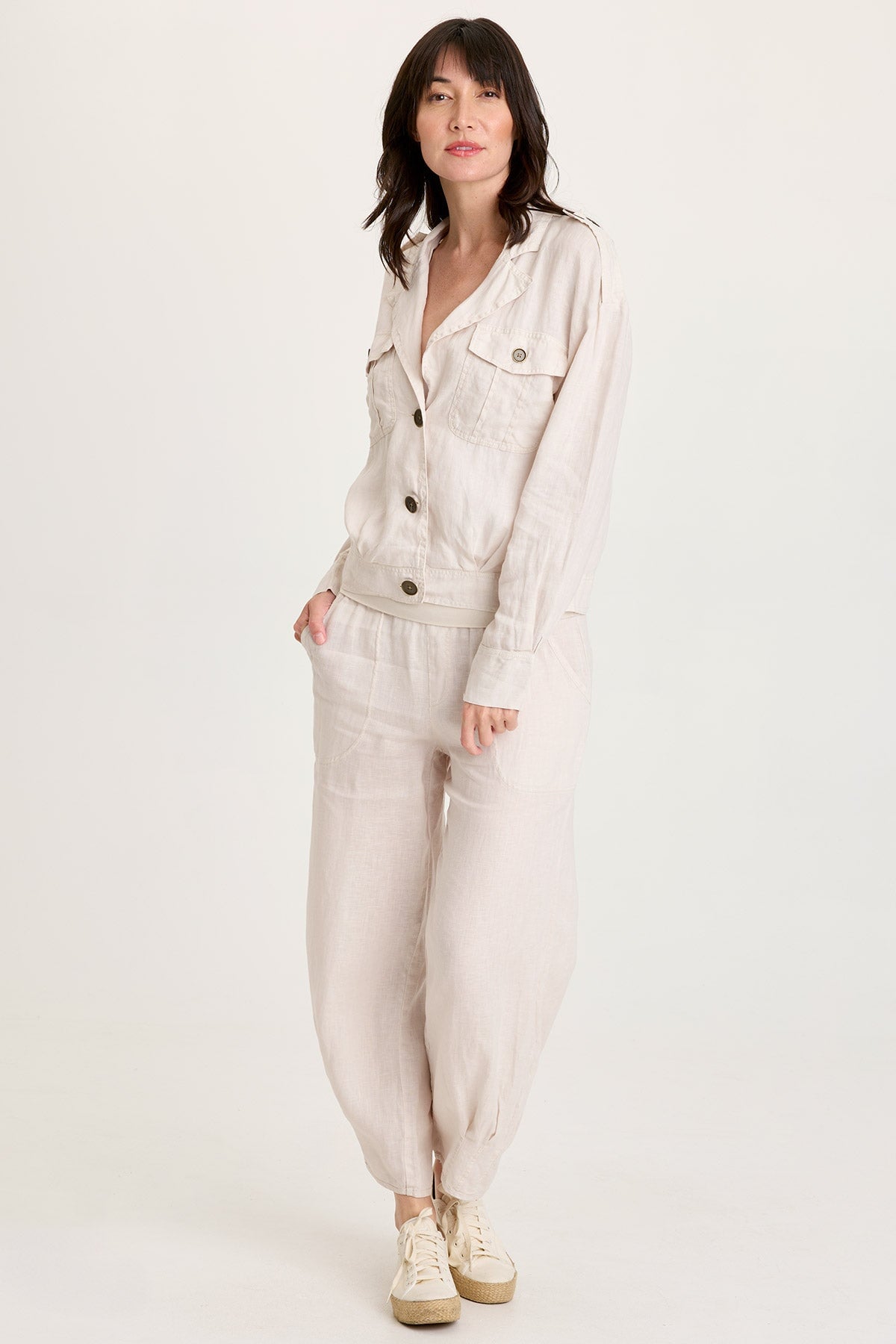 Vasco Linen Barrel Leg Crop
