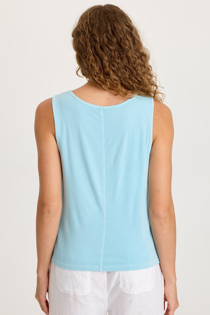 Timo Crepe Smocked Neckline Tank