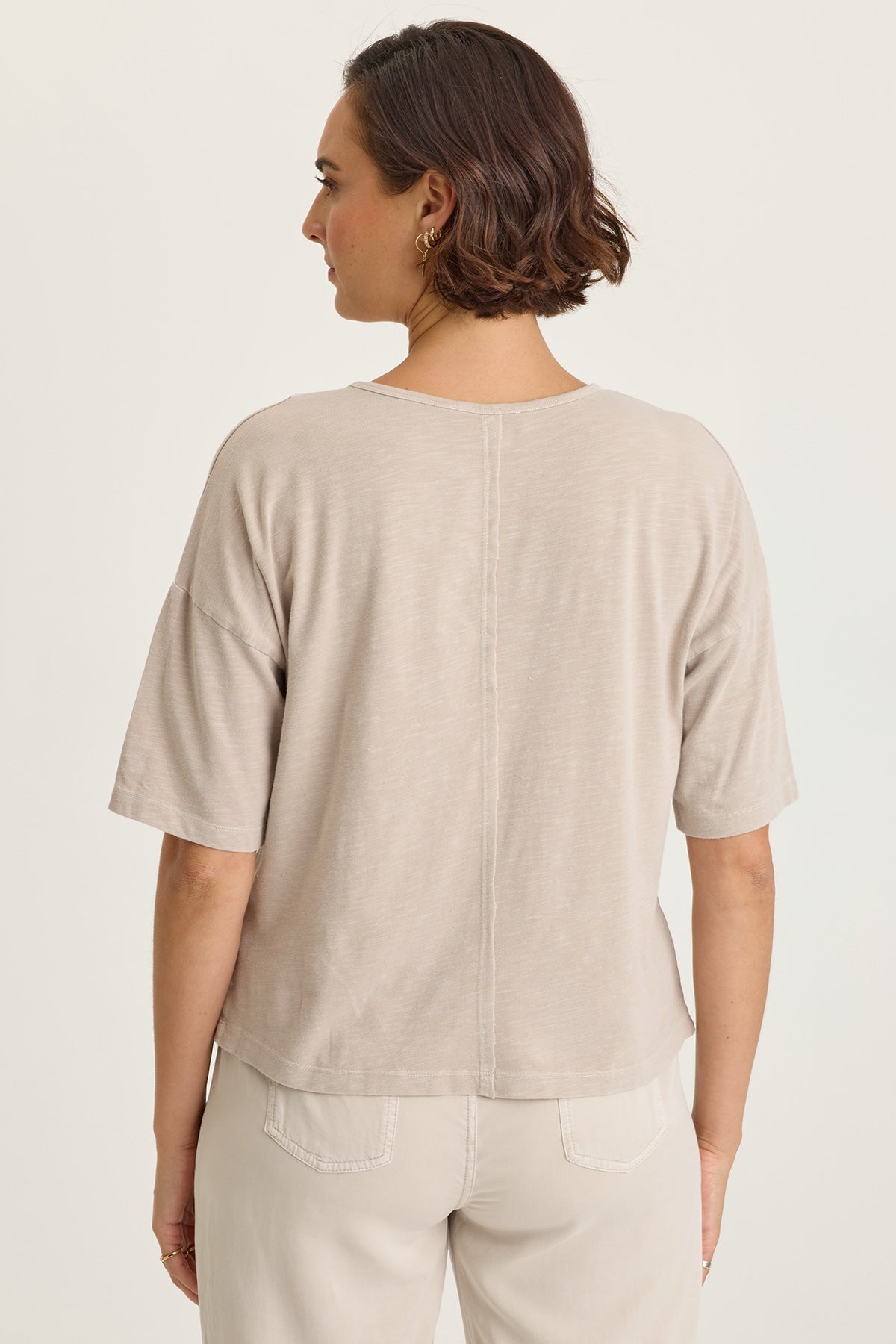Lino Twill/Jersey Boat Neck Tee