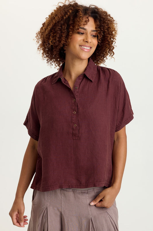 Quilla Linen Collared Top