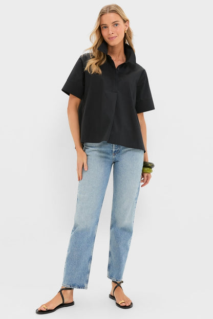 Black Cotton Adams Shirt