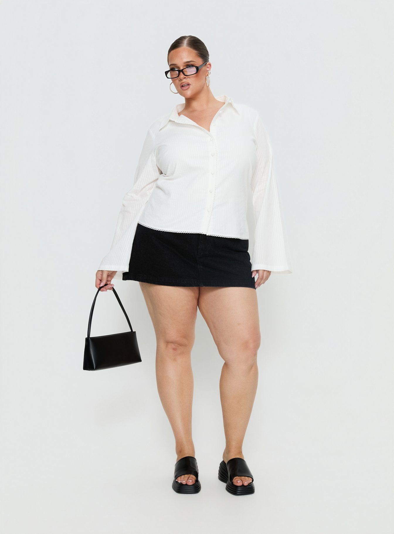 Emersonne Button Up Top White Curve