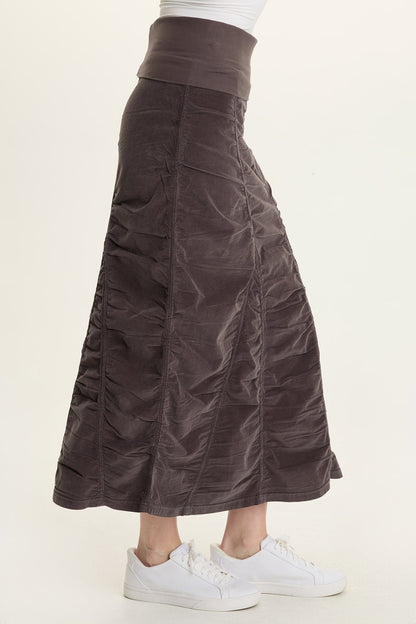 Cord Shirred Peasant Skirt