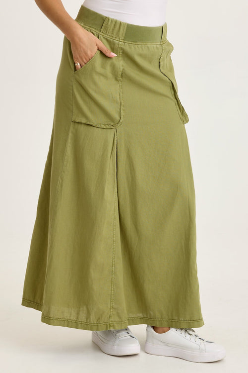 Emerie Linen Inverted Box Pleat Skirt
