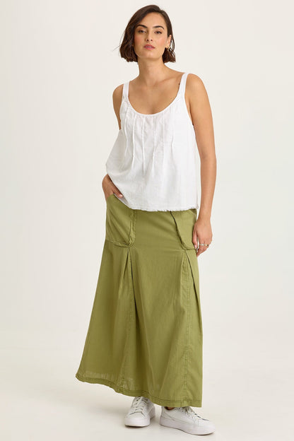 Emerie Linen Inverted Box Pleat Skirt