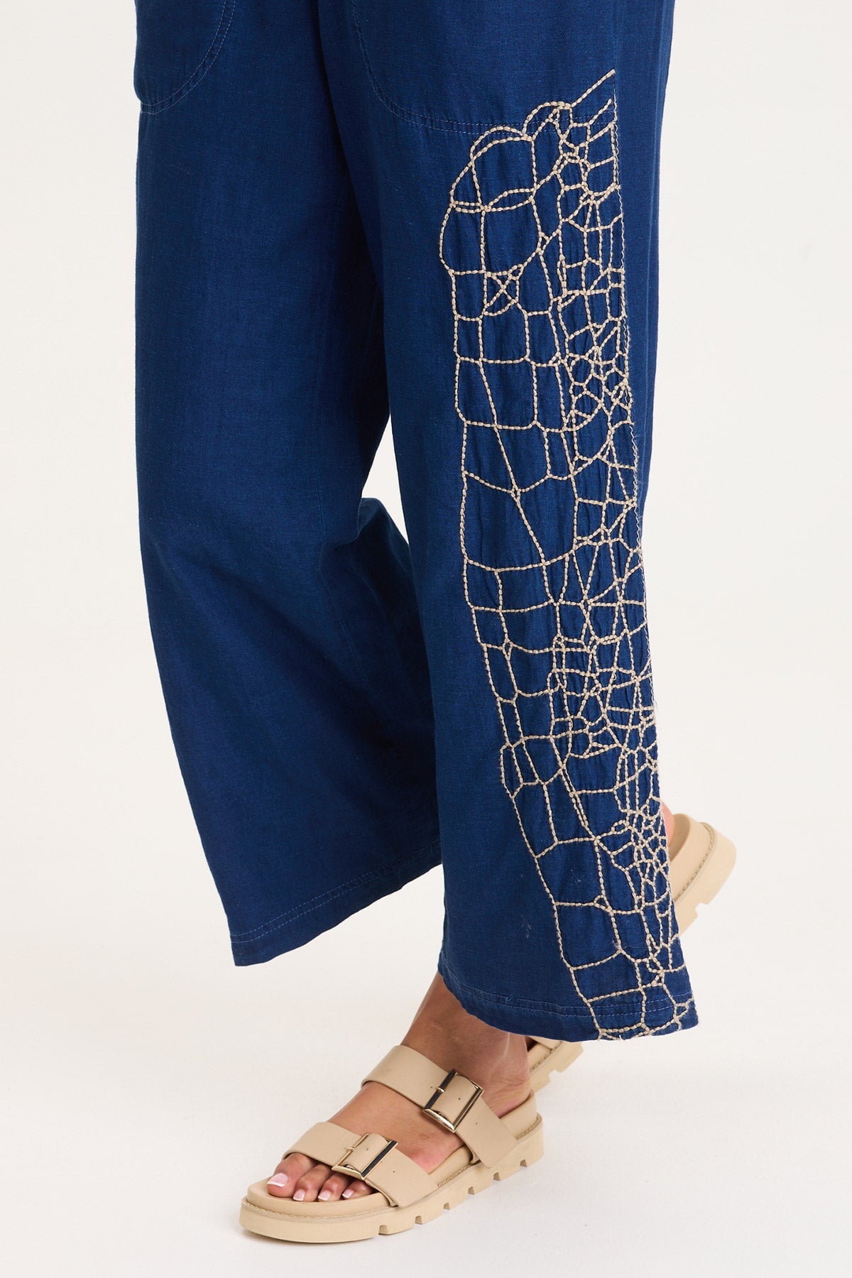 Gemmell Embroidered Mock-Denim Jumpsuit