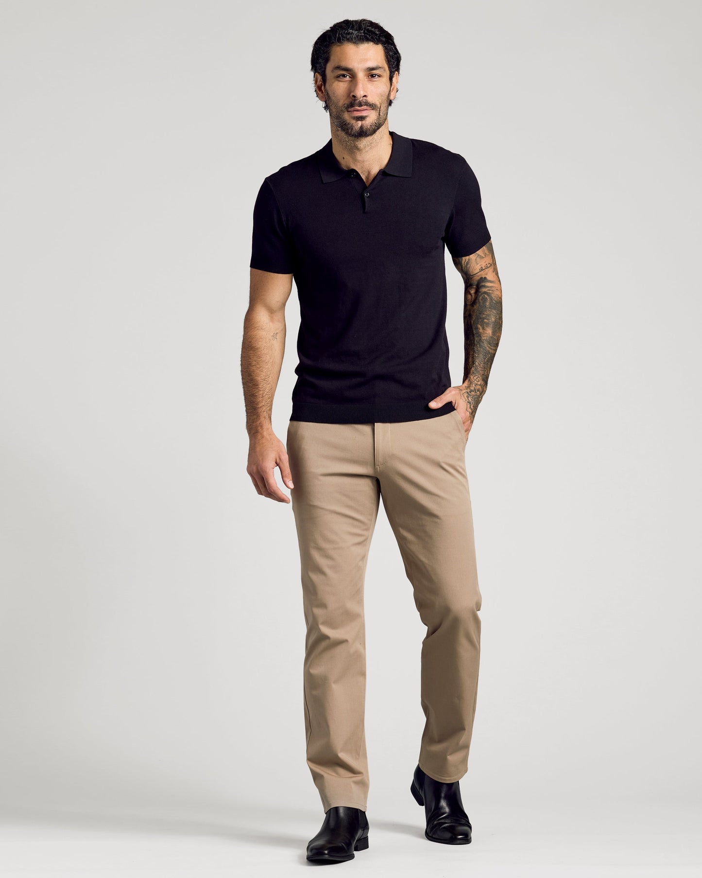 Black Short Sleeve Sweater Polo