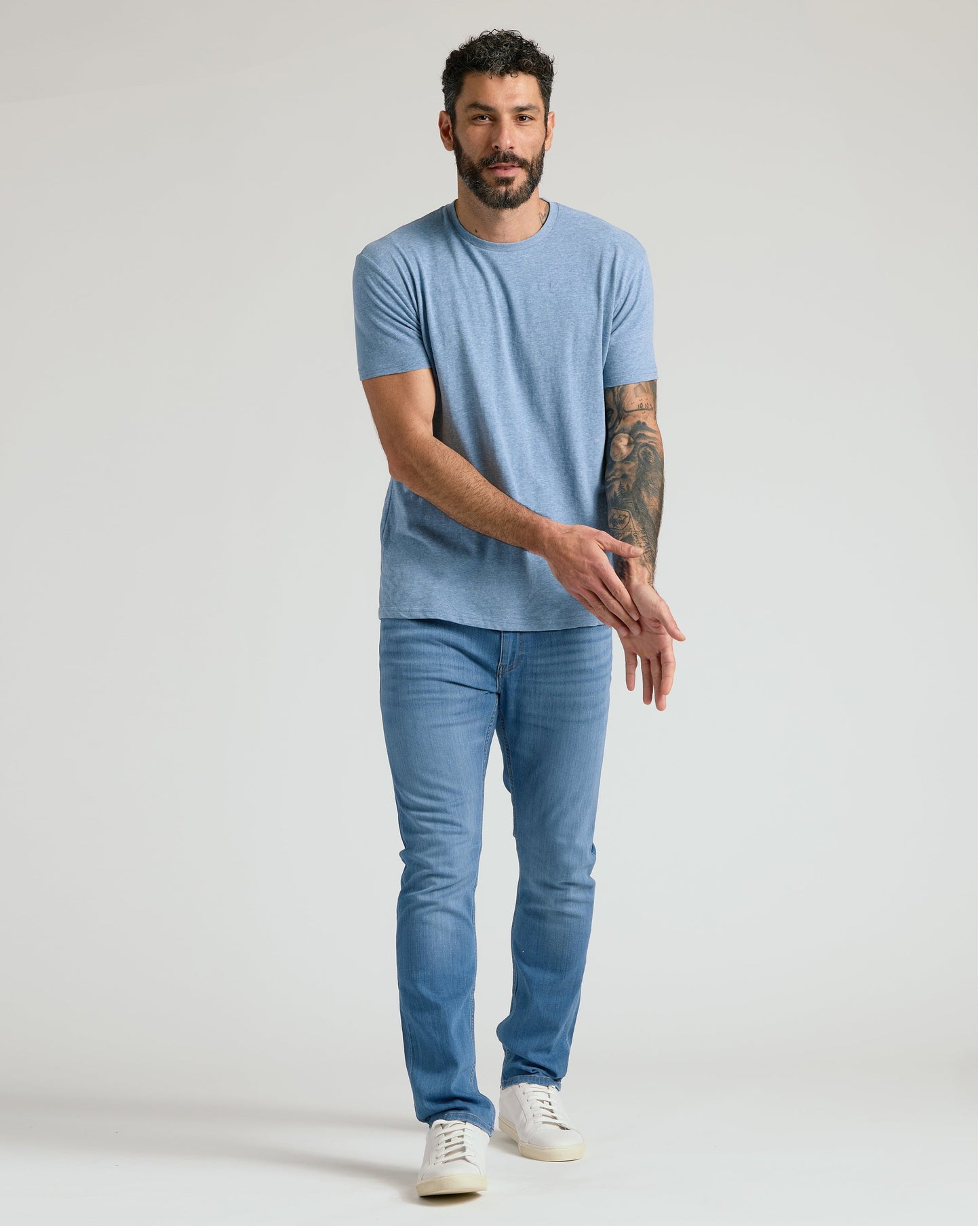 Medium Indigo Wash Straight Comfort Stretch Jeans