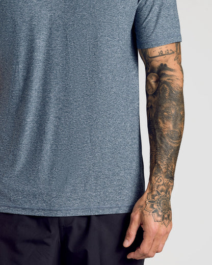 Heather Navy Active Short Sleeve Polo