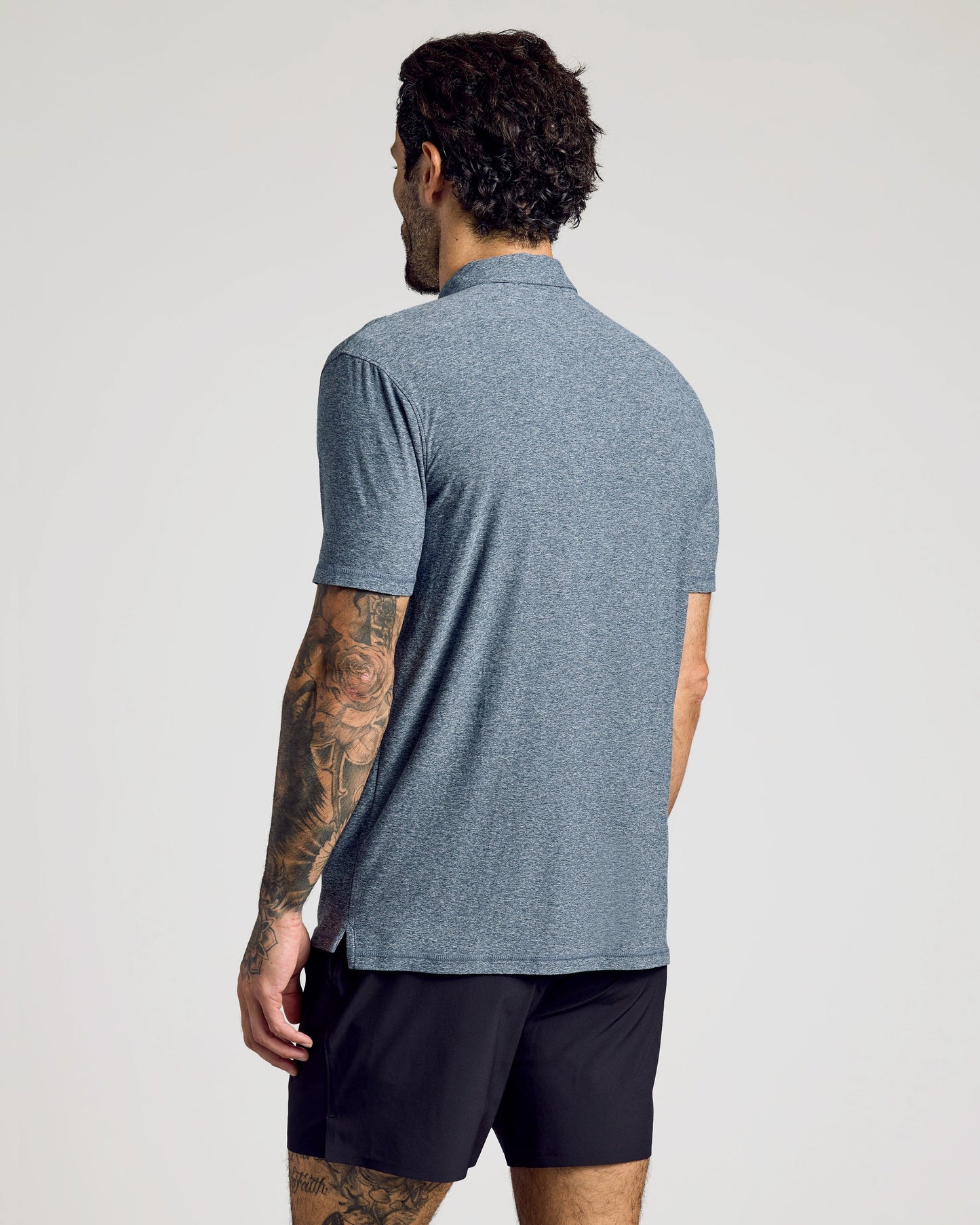 Heather Navy Active Short Sleeve Polo