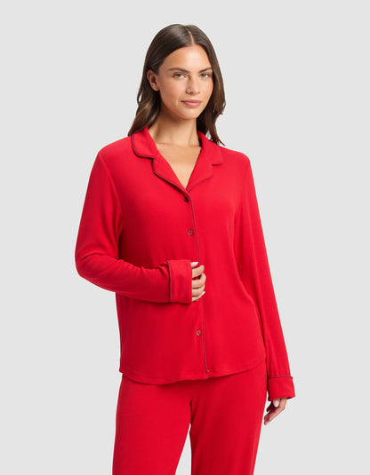 Women's Bamboo Rib-Knit Classic Long Sleeve Pajama Top