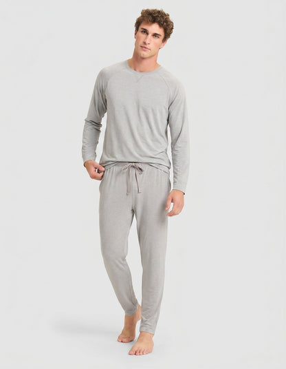 Men's Bamboo Stretch-Knit Long Sleeve Pajama Set