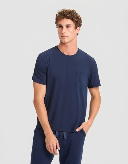 Men's Bamboo Stretch-Knit Short Sleeve Pajama Set