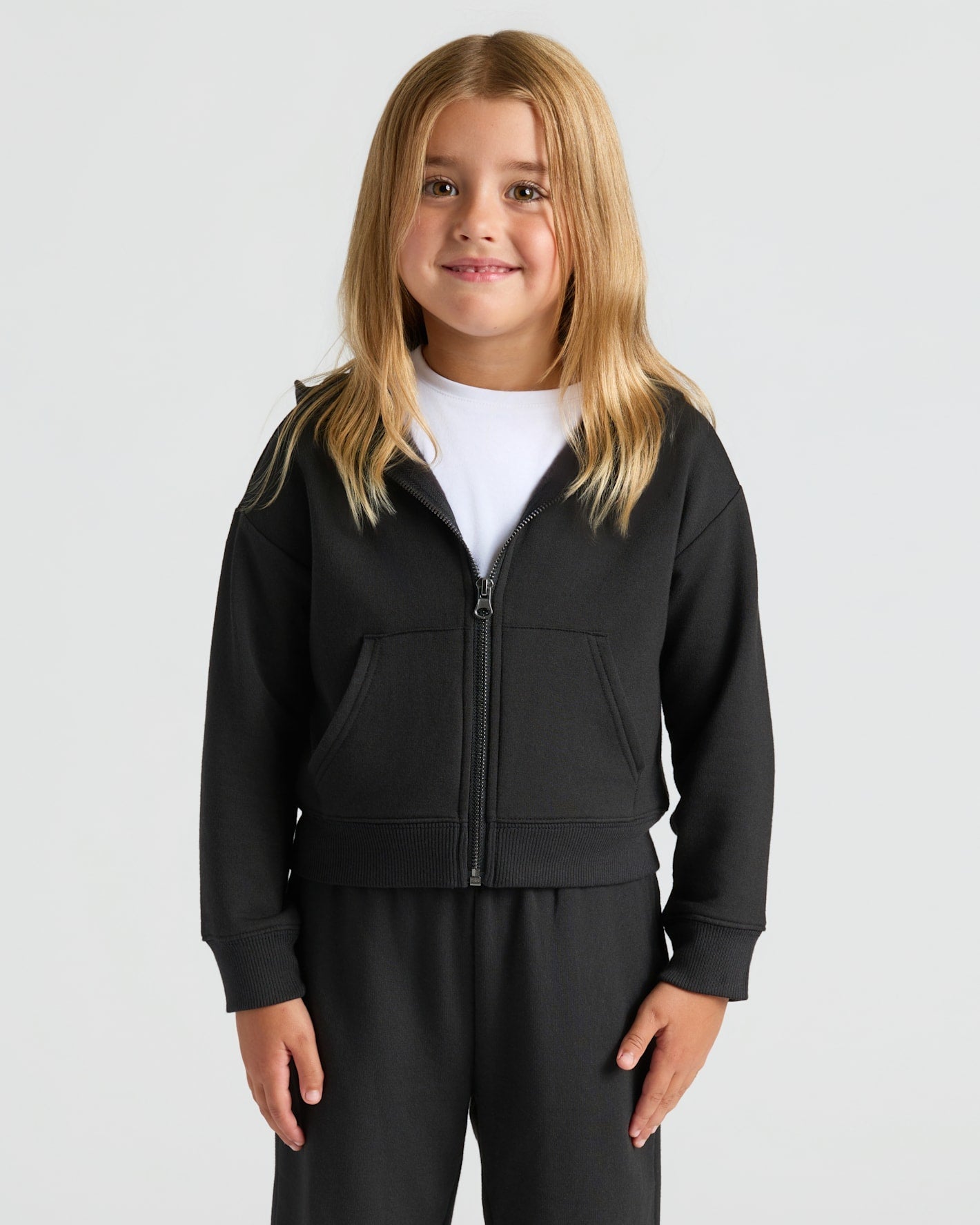 Girls Black & Dark Maroon Cropped Zip Hoodie 2-Pack