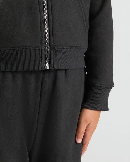 Girls Black & Deep Emerald Cropped Zip Hoodie 2-Pack