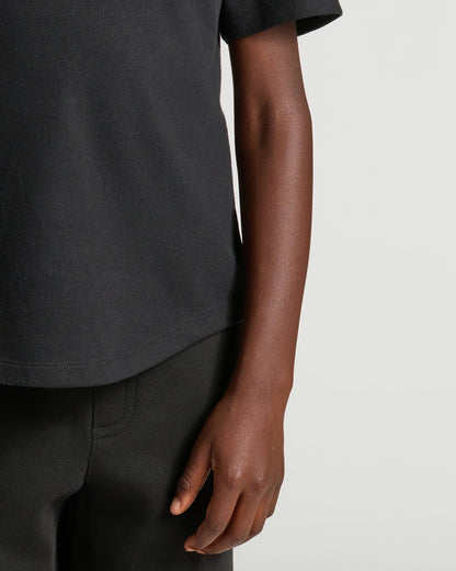 Boys' Black Classic Curved Hem Crew Neck