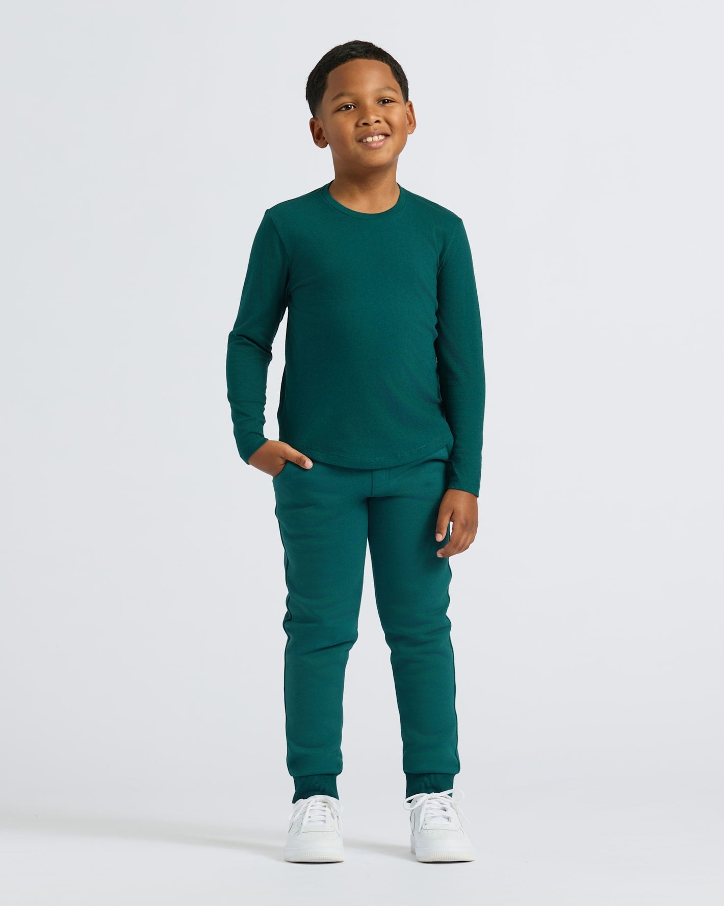 Boys' Classic Long Sleeve Curved Hem Crew Neck 6-Pack