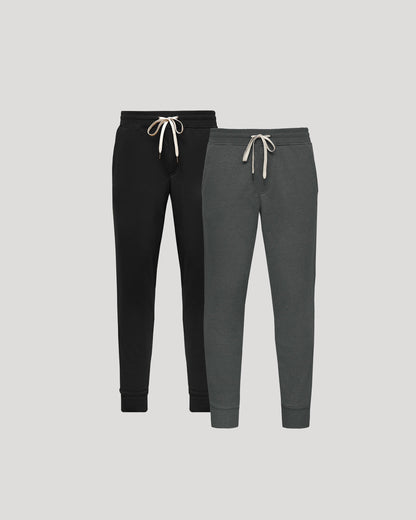 Black & Charcoal Fleece French Terry Joggers 2-Pack