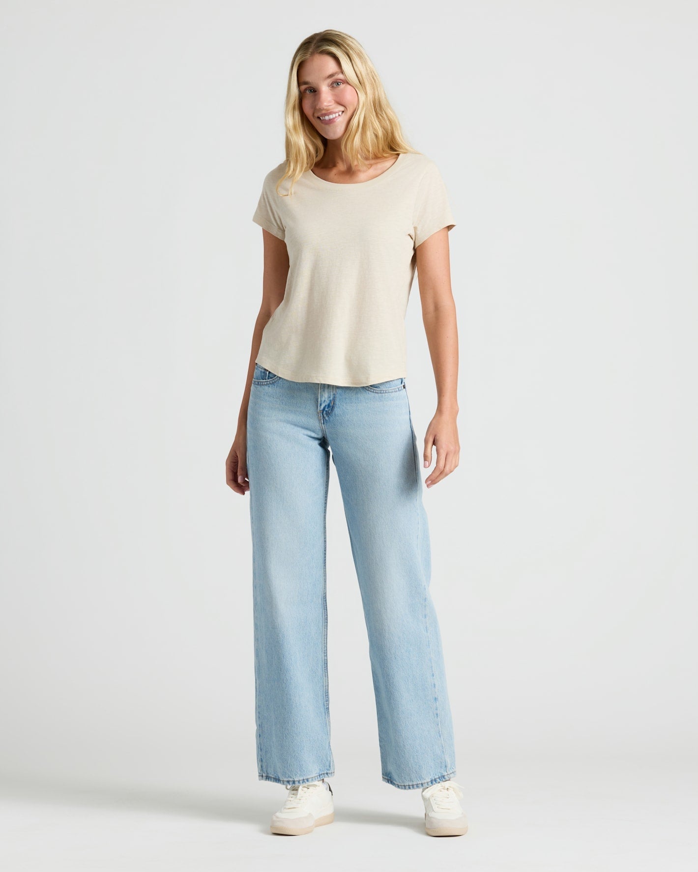 Womens Oatmeal Slub Scoop Neck Tee 2-Pack