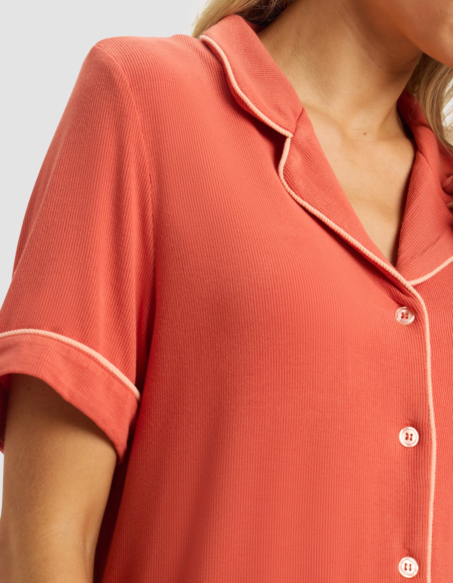 Women's Rib-Knit Classic Short Sleeve & Pant Pajama Set