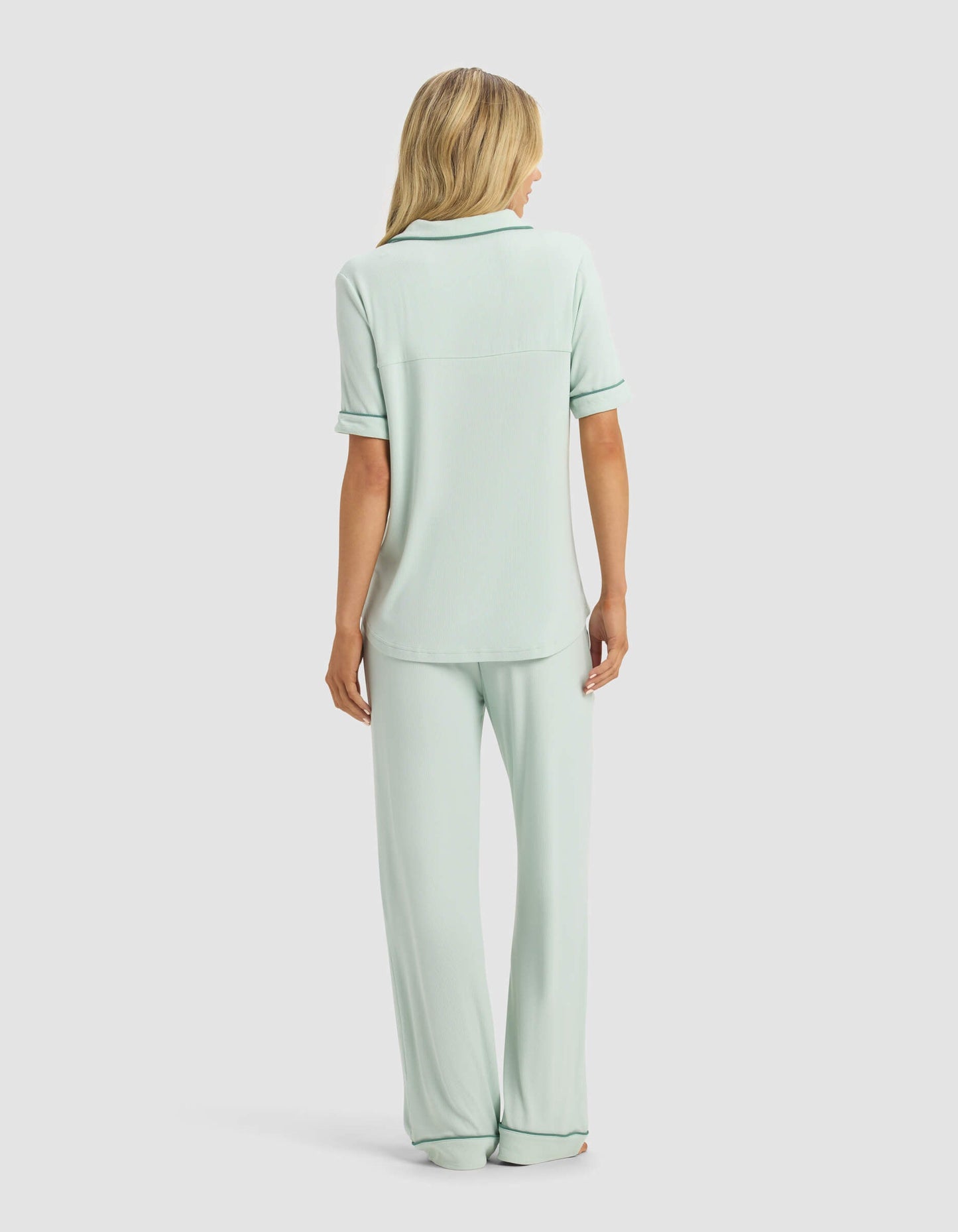 Women's Rib-Knit Classic Short Sleeve & Pant Pajama Set