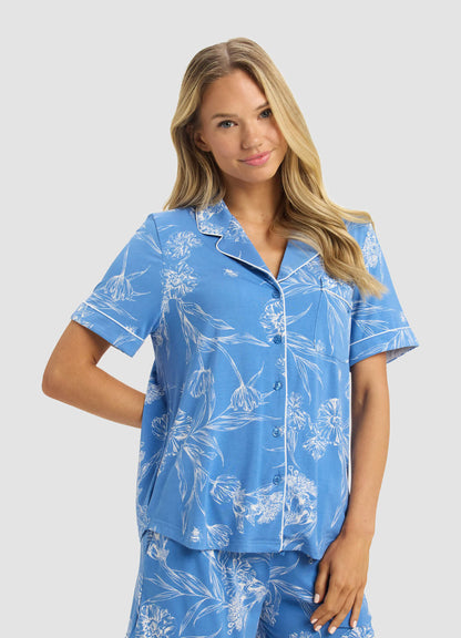 Women's Bamboo Stretch-Knit Short Sleeve & Pant Pajama Set