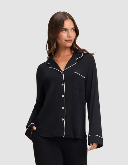 Women's Bamboo Stretch-Knit Long Sleeve Pajama Top TALL