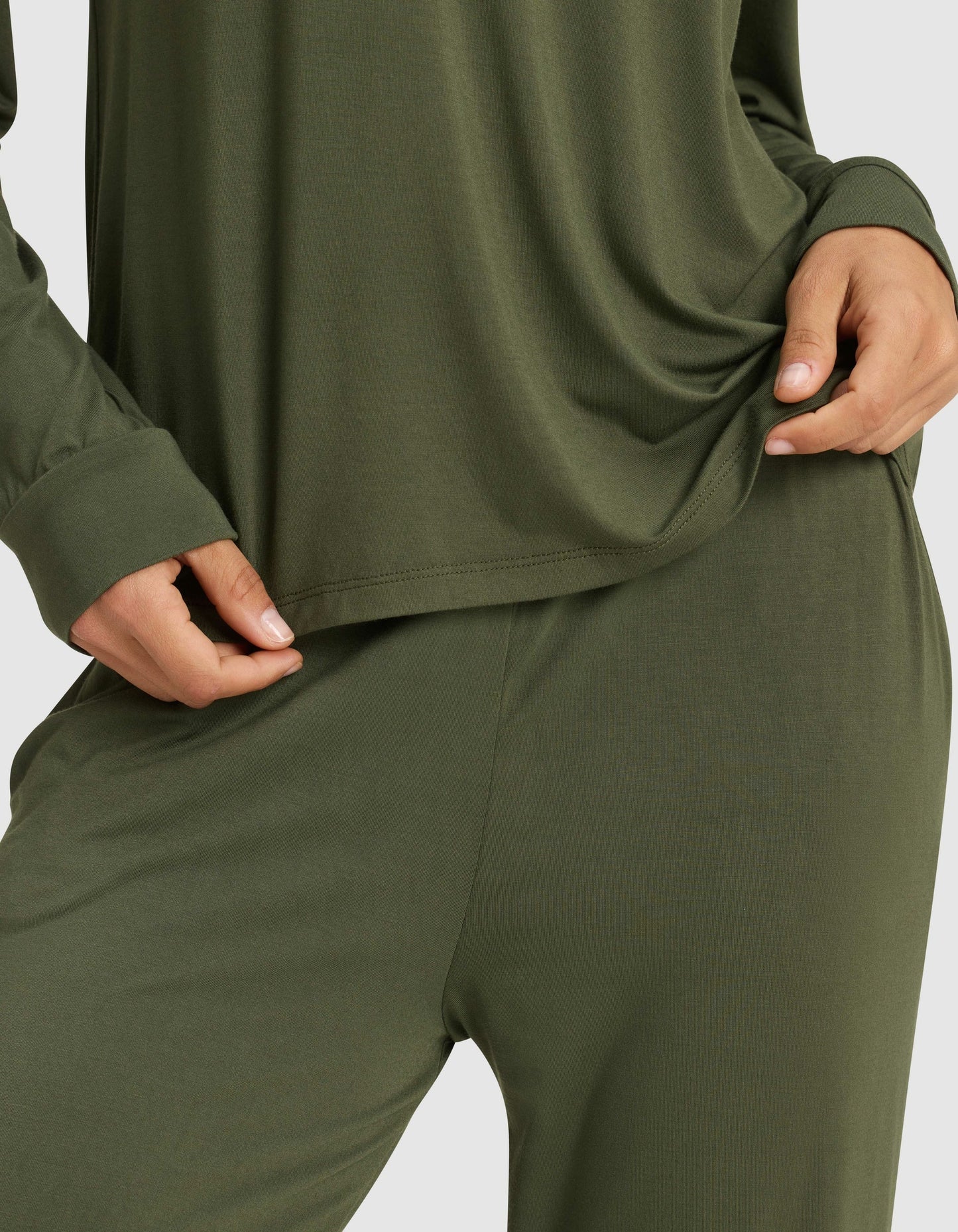 Women's Bamboo Stretch-Knit Long Sleeve Lounge Tee & Pant Set