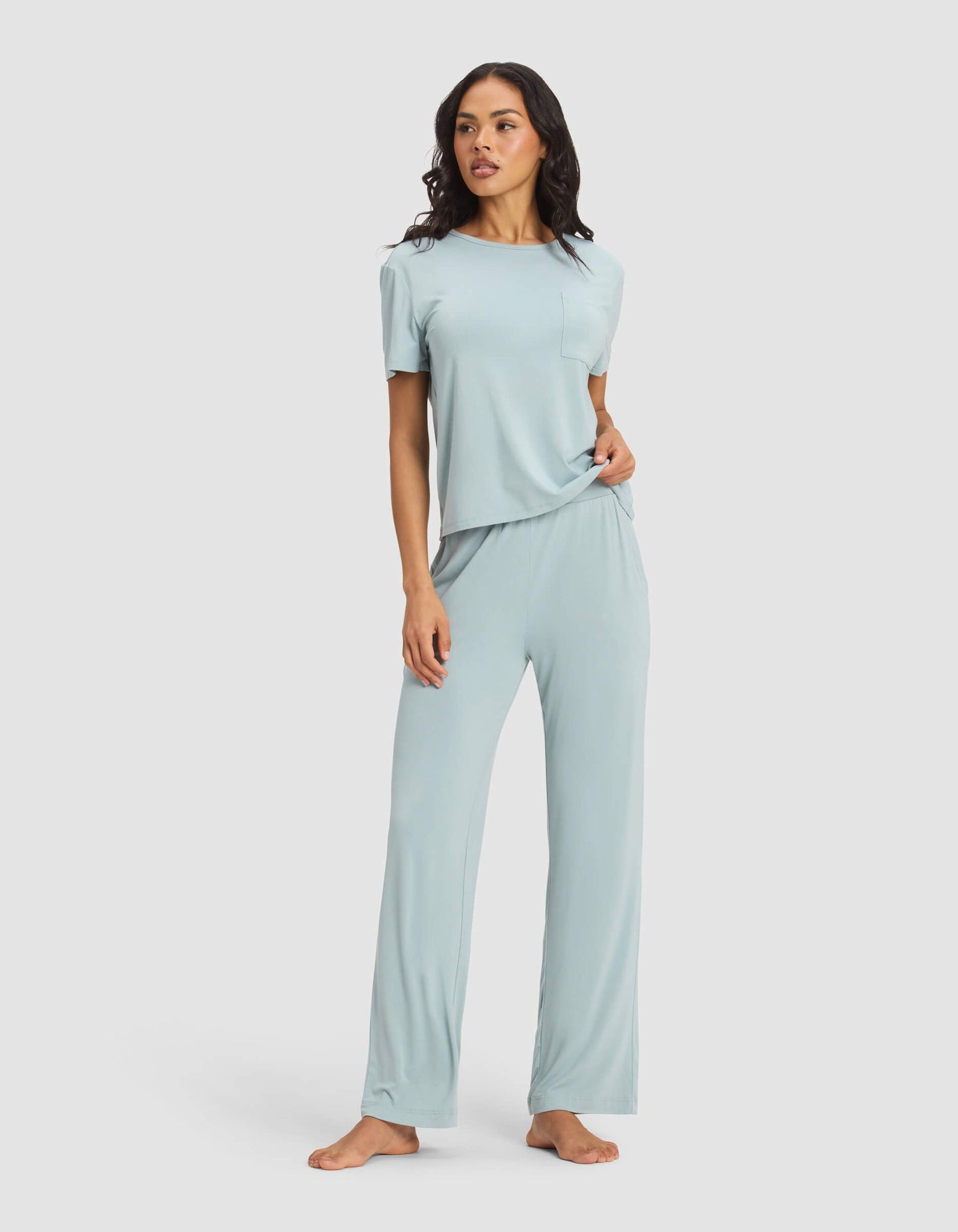 Women's Bamboo Stretch-Knit Lounge Tee & Pants Set