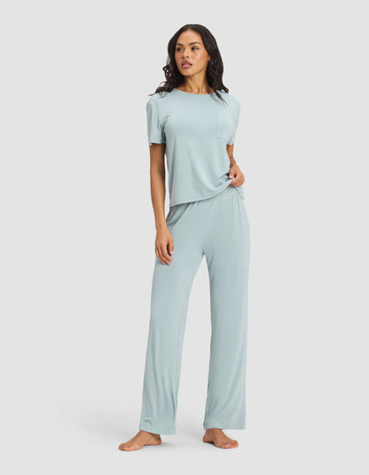Women's Bamboo Stretch-Knit Lounge Tee & Pants Set