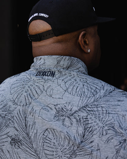 Black Floral Premium Polo - Heathered Gray