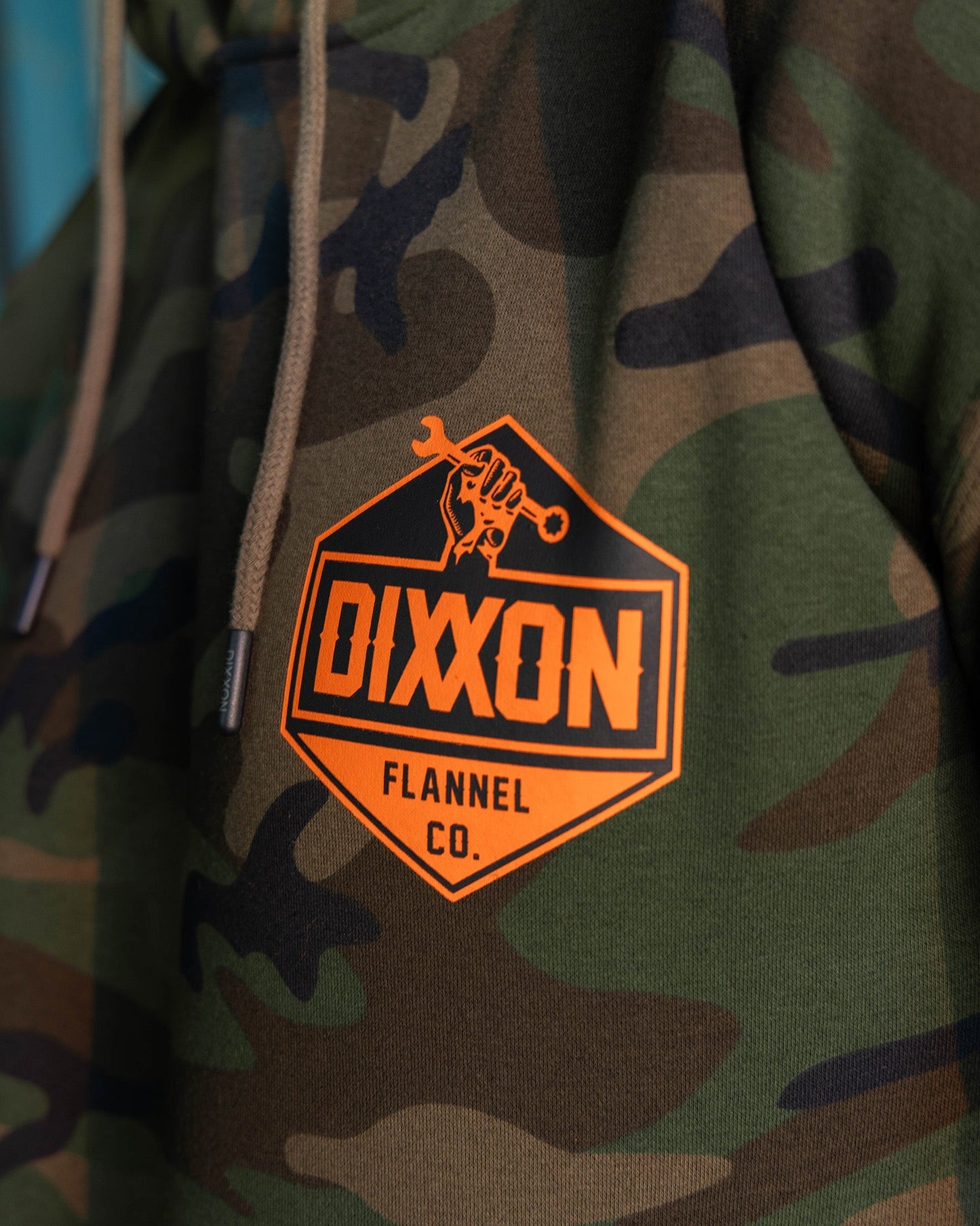 Black & Orange Working Class Logo Pullover Hoodie - Green Camo