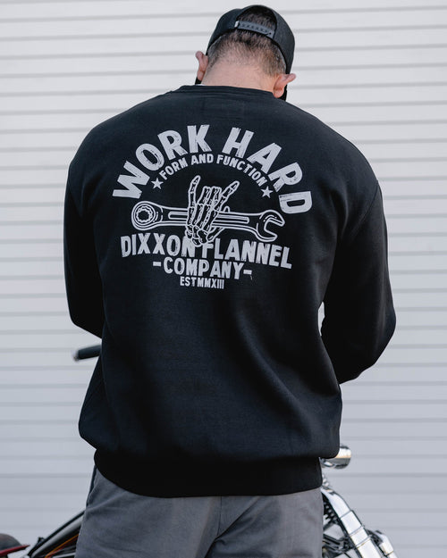 Gray Skeleton Wrench Crewneck Sweatshirt - Black
