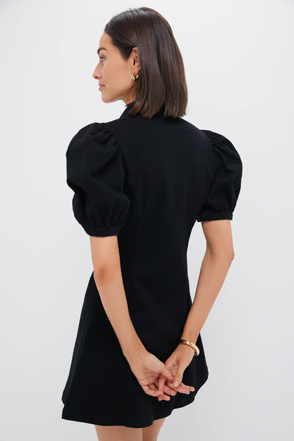 Black Front Zip Denim Mini Dress