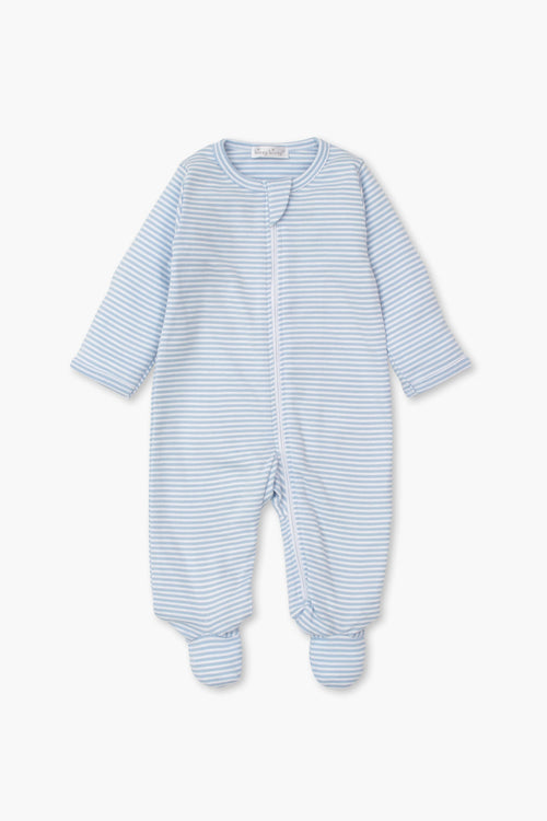 Blue Classic Rib Zipper Footie