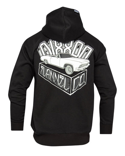 White Block Zip Up Hoodie - Black