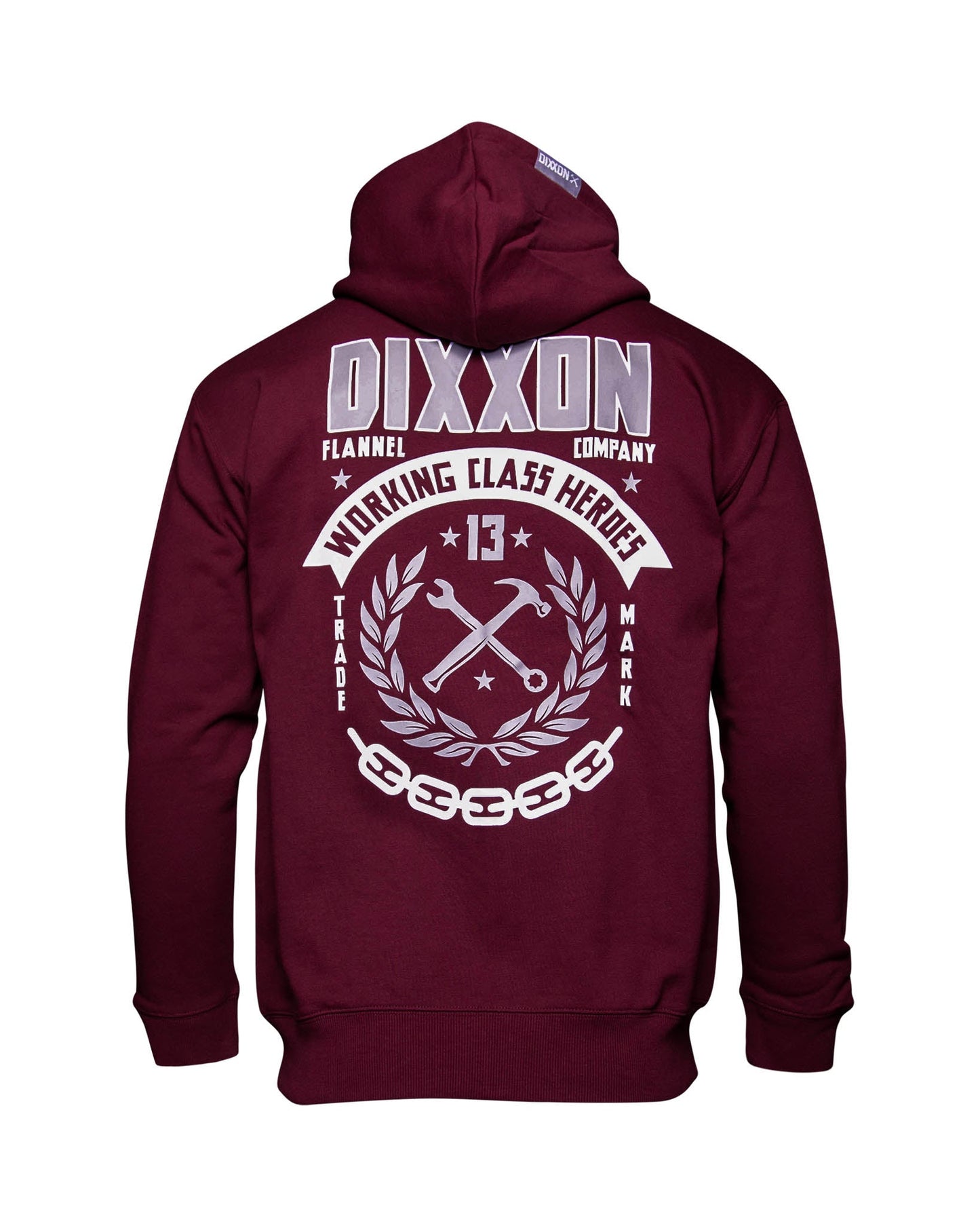 White & Gray Weld Zip Up Hoodie - Maroon