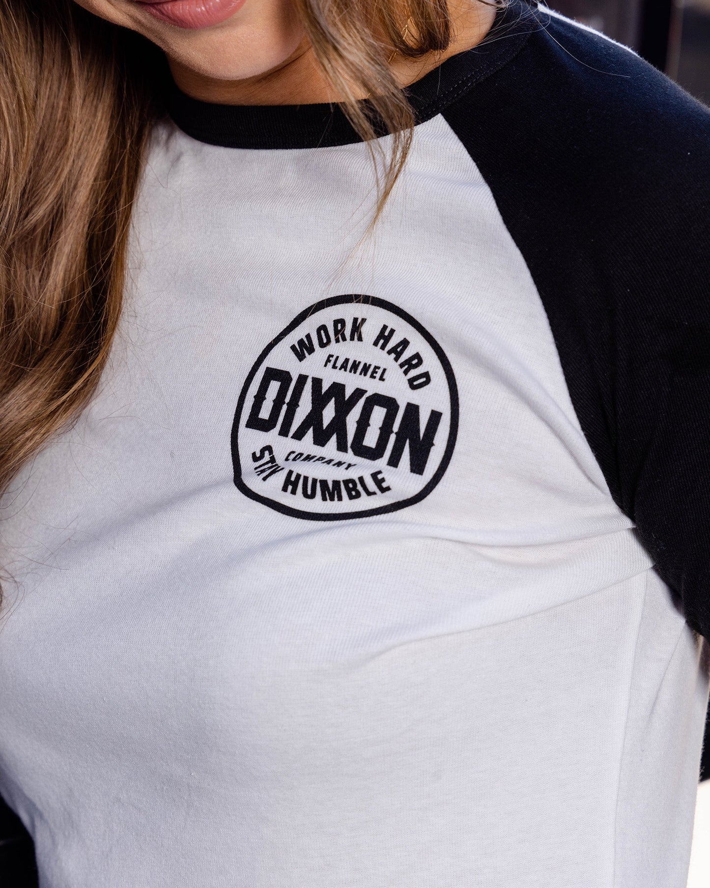 Women's Black Nuevo Corpo Raglan 3/4 Tee - White
